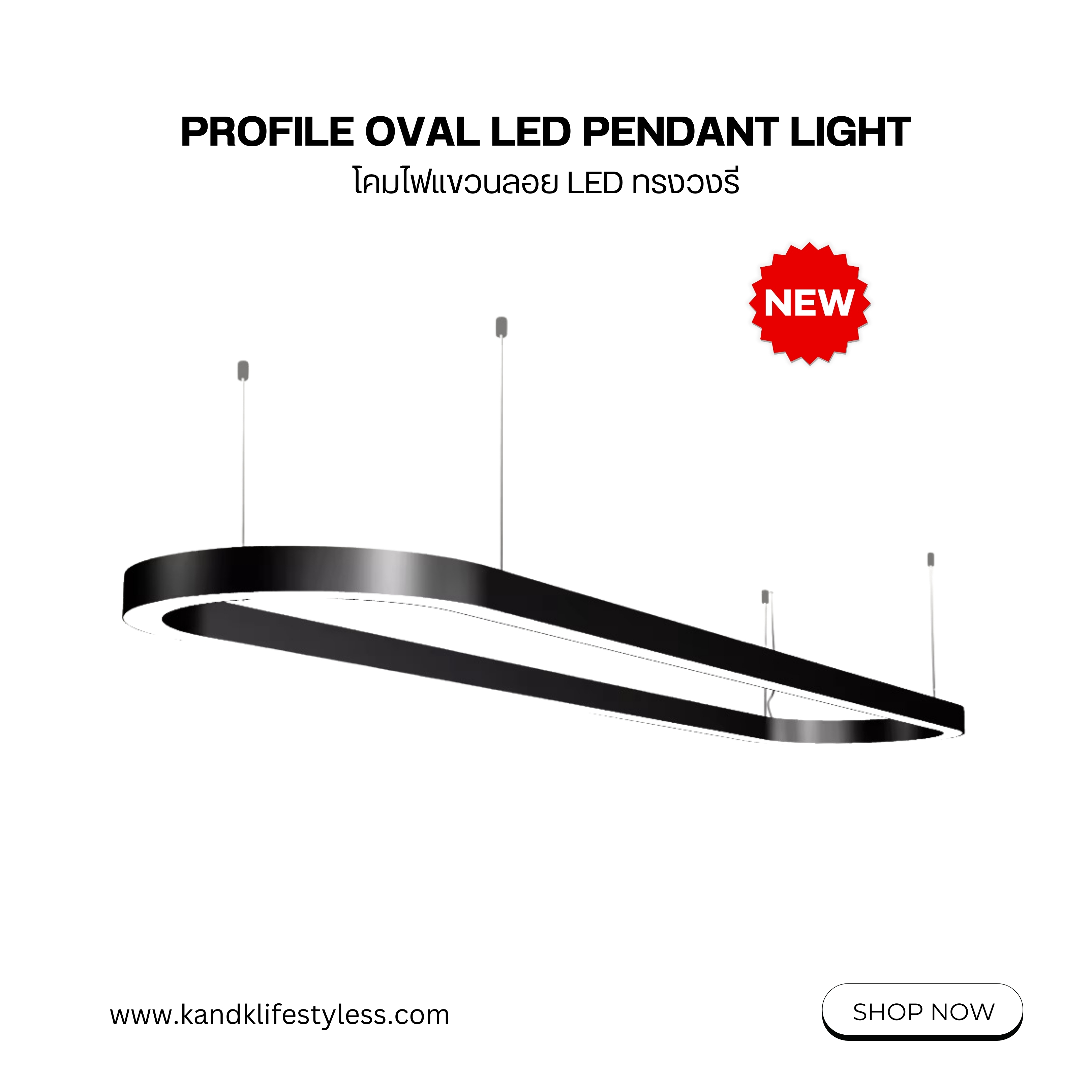 NEW OVAL SHAPE LED PENDANT LIGHT (โคมไฟแขวนลอย LED ทรงวงรี)